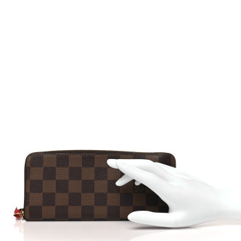LOUIS VUITTON Damier Ebene Clemence Wallet Cherry
