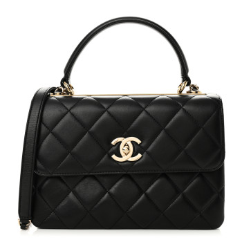 CHANEL Lambskin Quilted Small Trendy CC Dual Handle Flap Bag Black