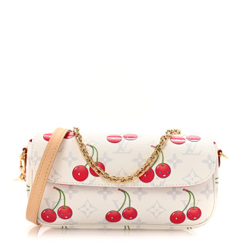 LOUIS VUITTON LV X TM Monogram Cerises Ivy Wallet On Chain White