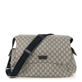 GUCCI GG Plus Monogram Messenger Diaper Bag Navy