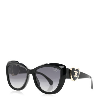 CHANEL Acetate Enamel Heart Butterfly Sunglasses 5517 Black