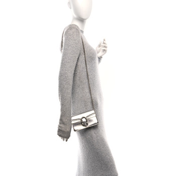 GUCCI Metallic Calfskin Super Mini Dionysus Shoulder Bag Silver