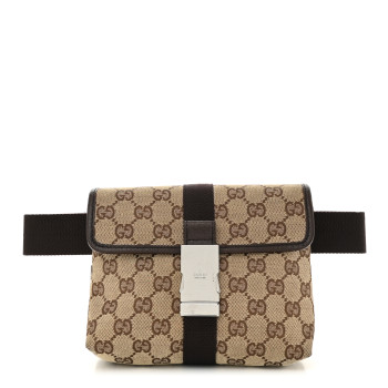 GUCCI Monogram Waist Pouch Bag Dark Brown