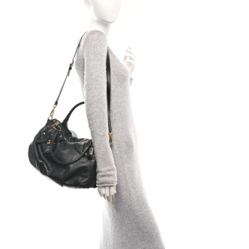PRADA Soft Calf Shopping Satchel Black