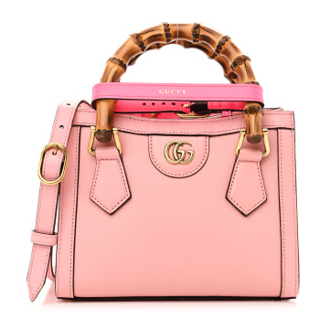 GUCCI Wonka Grain Calfskin Mini Diana Tote Bag Wild Rose Fuxia Fluo