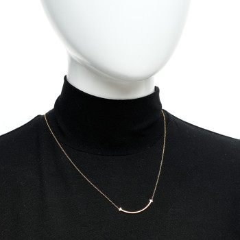 TIFFANY 18K Rose Gold Small T Smile Pendant Necklace