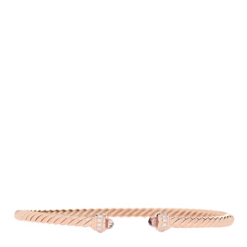 DAVID YURMAN 18K Rose Gold Diamond Morganite 3mm Cablespira Bracelet