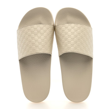 GUCCI Microguccissima Slide Sandals 39 Ivory