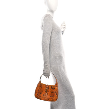 GUCCI Snakeskin Calfskin Small Jackie 1961 Hobo Brown