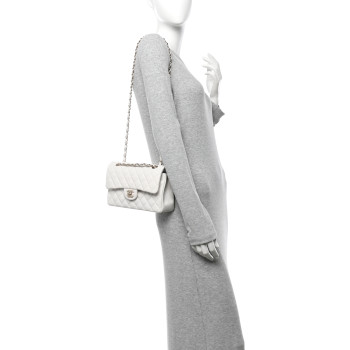 CHANEL Caviar Quilted Small Double Flap White