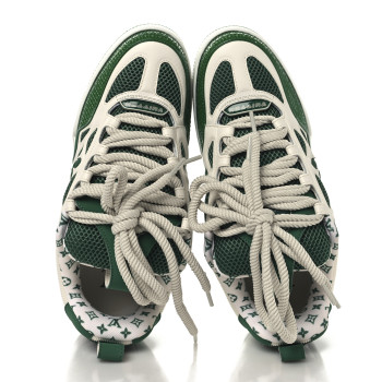 LOUIS VUITTON Calfskin Mesh Mens LV Skate Sneaker 7 Green