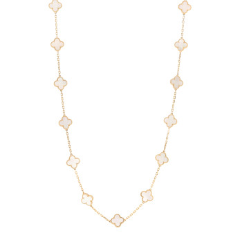 VAN CLEEF & ARPELS 18K Yellow Gold Mother of Pearl 20 Motifs Vintage Alhambra Necklace