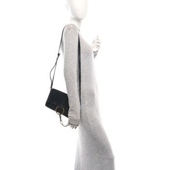 CHLOE Suede Calfskin Small Faye Shoulder Bag Black