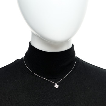 VAN CLEEF & ARPELS 18K White Gold Diamond Sweet Alhambra Pendant Necklace