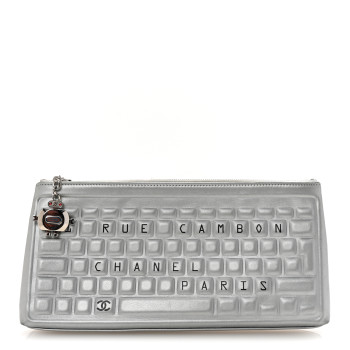 CHANEL Metallic Calfskin Keyboard Pouch Silver