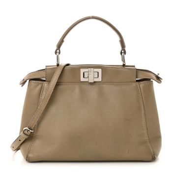 FENDI Nappa Mini Peekaboo Iconic Satchel Tortora