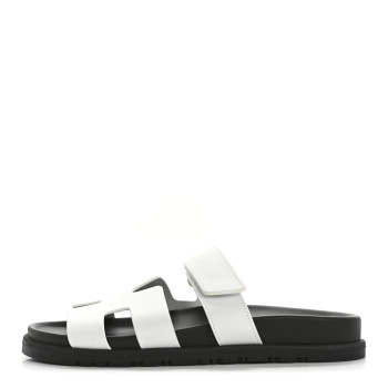 HERMES Calfskin Womens Chypre Sandals 37 White