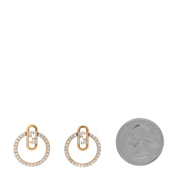 FENDI Metal Crystal FF O'Lock Round Earrings Gold