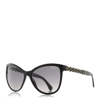CHANEL Acetate Polarized Cat Eye Chain Sunglasses 5326 Black