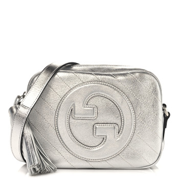 GUCCI Metallic Sakai Be Green Calfskin Diagonal Stitched Small Blondie Shoulder Bag Silver