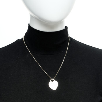 TIFFANY Sterling Silver Return To Tiffany Heart Tag Pendant Bead Chain Necklace