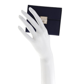 HERMES Chevre Mysore Mini Clic Card Holder Bleu Encre