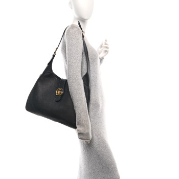GUCCI Goatskin Large Aphrodite Shoulder Bag Black