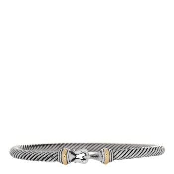 DAVID YURMAN Sterling Silver 18K Yellow Gold 4mm Cable Classic Buckle Bracelet