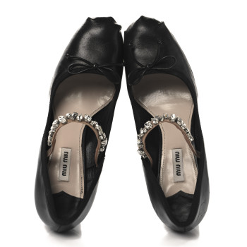 MIU MIU Nappa Crystal Bow Pumps 41 Black