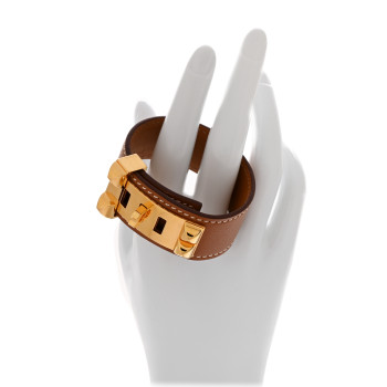 HERMES Madame Calfskin Collier de Chien CDC 24 Bracelet T2 Gold