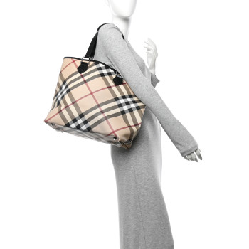 BURBERRY Nova Check Large Nickie Tote Black