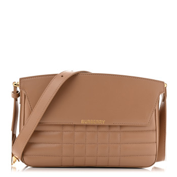 BURBERRY Lambskin Quilted Catherine Shoulder Bag Beige
