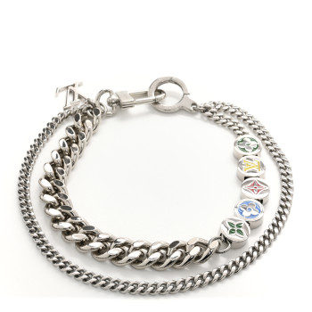 LOUIS VUITTON Metal Monogram Chain Belt Silver