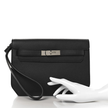 HERMES Epsom Kelly Depeches 25 Pouch Black
