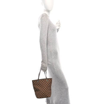 GUCCI Monogram Small Bucket Tote Brown