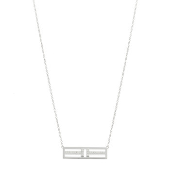 TIFFANY 18K White Gold Diamond Tiffany T Two Open Horizontal Bar Pendant