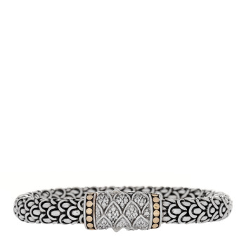 JOHN HARDY Sterling Silver 18K Yellow Gold White Topaz 8mm Naga Bracelet