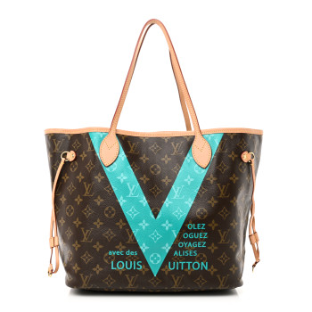 LOUIS VUITTON Monogram V Neverfull MM Turquoise