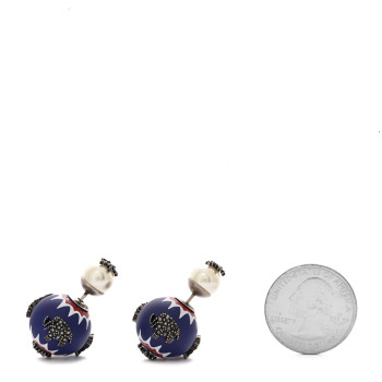 CHRISTIAN DIOR Crystal Mise En Dior Tribal Earrings Matte Blue
