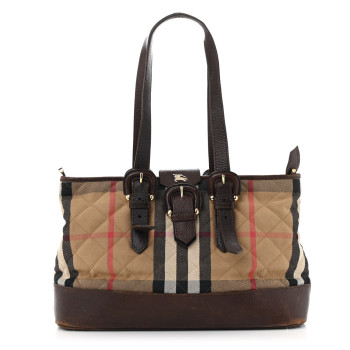BURBERRY House Check Quilted Tote Brown