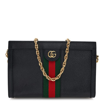 GUCCI Calfskin GG Web Small Ophidia Chain Shoulder Bag Black