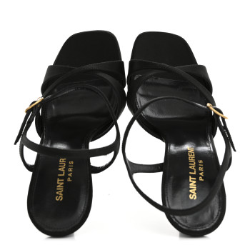 SAINT LAURENT Satin Crepe Debbie Platform Sandal 36.5 Black
