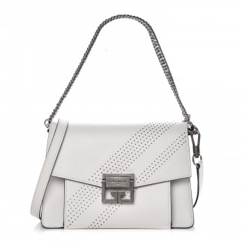 GIVENCHY Lambskin Perforated Small GV3 Shoulder Bag White 