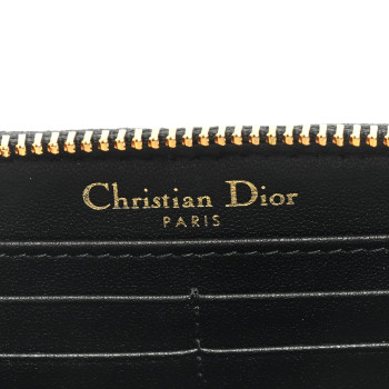 CHRISTIAN DIOR Grained Calfskin Supple Cannage Caro Zip