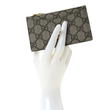 GUCCI X BALENCIAGA GG Supreme Monogram Zip Card Case Beige Ebony
