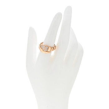 BULGARI 18K Rose Gold Diamond Serpenti Viper Ring L
