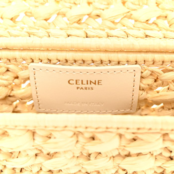 CELINE Raffia Triomphe Chain Shoulder Bag Natural 1529342