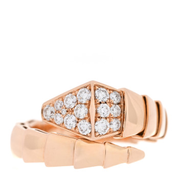 BULGARI 18K Rose Gold Diamond Serpenti Viper Ring L