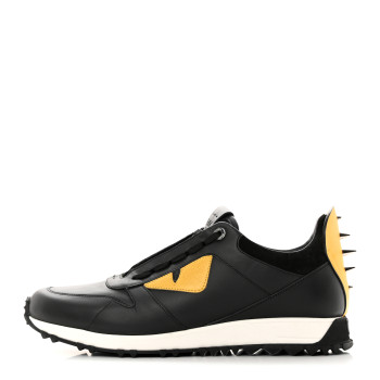 FENDI Vitello Elite Spike Monster Eyes Runner Sneakers 8 Black