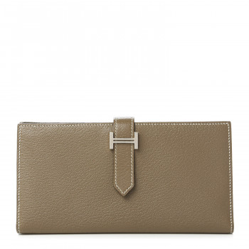 HERMES Chevre Mysore Bearn Gusset Wallet Etoupe